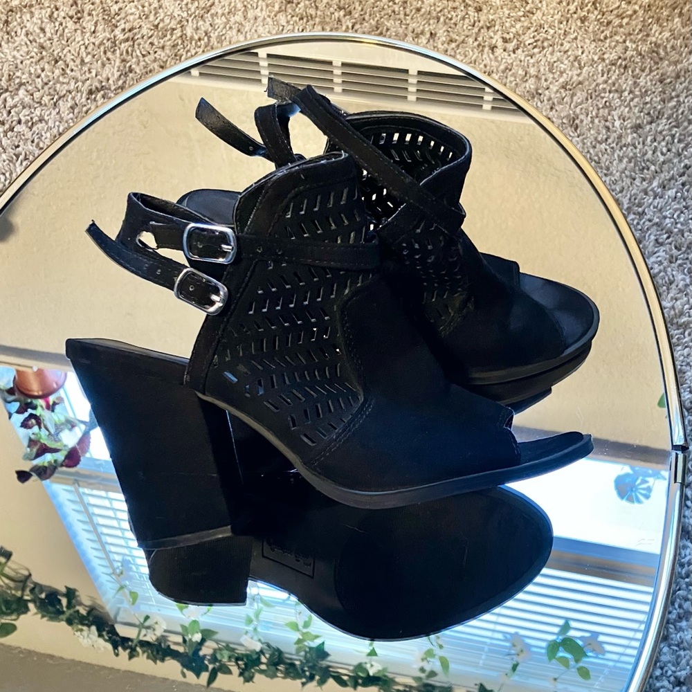 Size 6 Toeless Black Heels/Booties (American Eagle; worn once)
